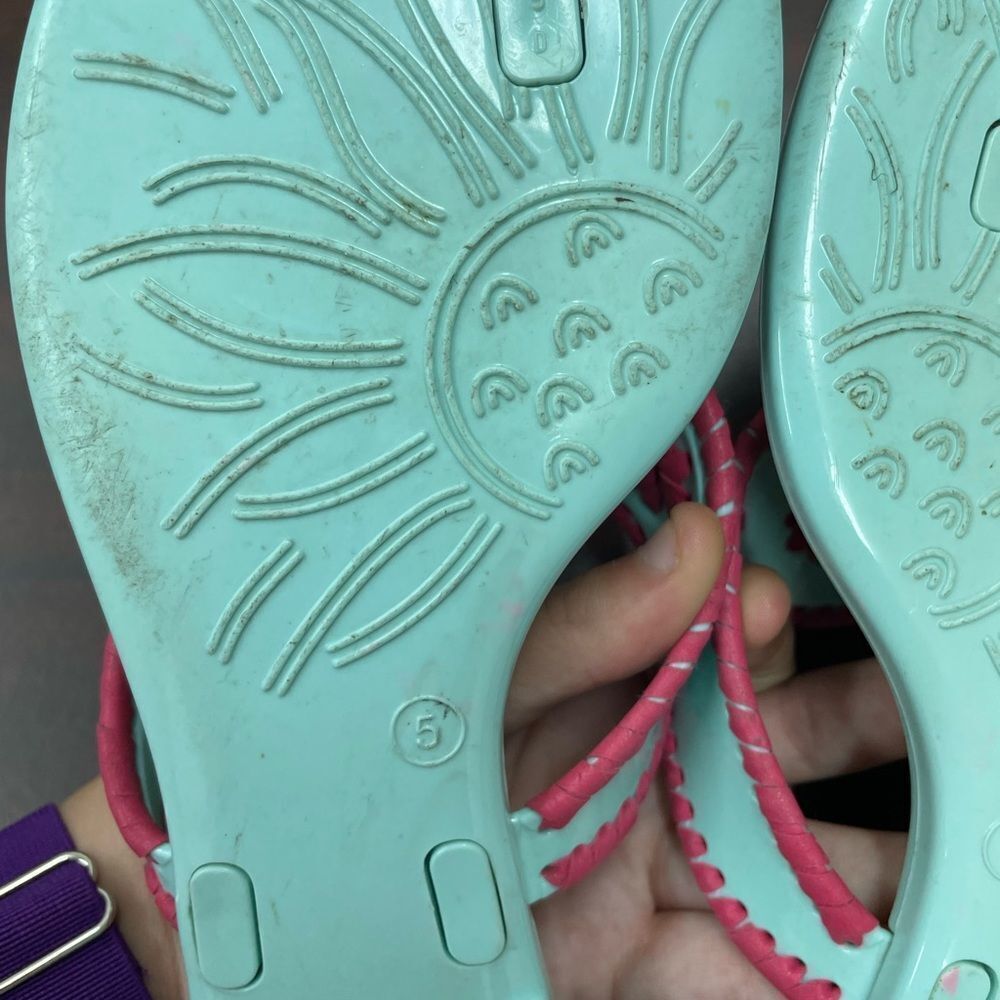 SPRING BREAK 🌴 Jack Rogers Aqua and Pink Sandals Size 5 - Picture 6 of 6